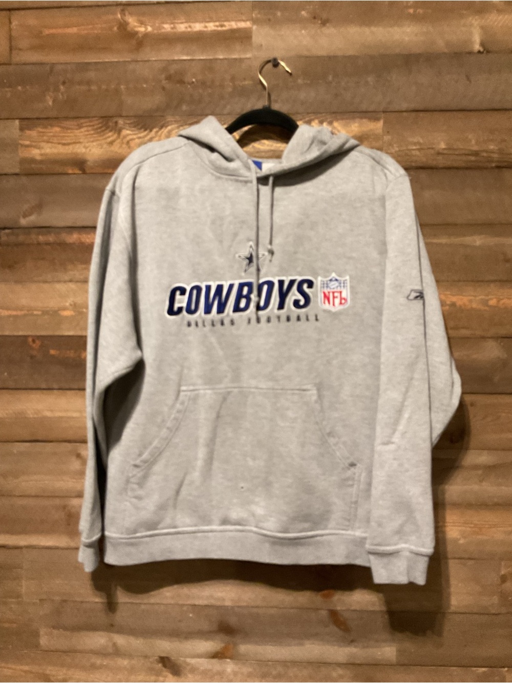 NFL Reebok Gray Dalls Cowboys Hoodie Sweatshirt Size Medium